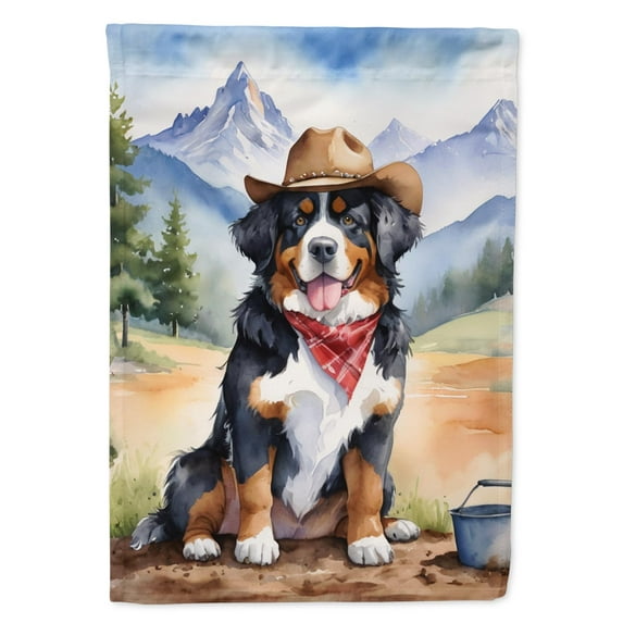 Bernese Mountain Dog Cowboy Welcome Garden Flag