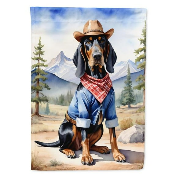 Black and Tan Coonhound Cowboy Welcome Garden Flag