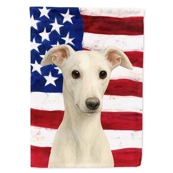 Carolines Treasures WDK6320GF 15.5 x 11.25 in. White Whippet American Flag Garden Flag