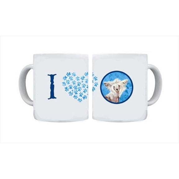 Carolines Treasures  15 oz. Chinese Crested Dishwasher Safe Microwavable Ceramic Coffee Mug - Blue - Large