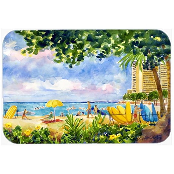 Carolines Treasures 15 x 12 in. Beach Resort view from the condo Glass Cutting Board, Large