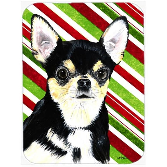 Carolines Treasures 15 x 12 in. Chihuahua Candy Cane Holiday Christmas Glass Cutting Board - Large