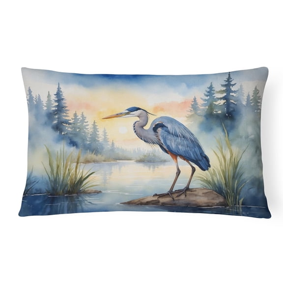 Caroline's Treasures Birds, Birds, Birds Throw Pillow Throw Pillow for Indoor Couch Bed Outdoor Patio Washable, Blue Heron Emerging 7490,12Hx16W