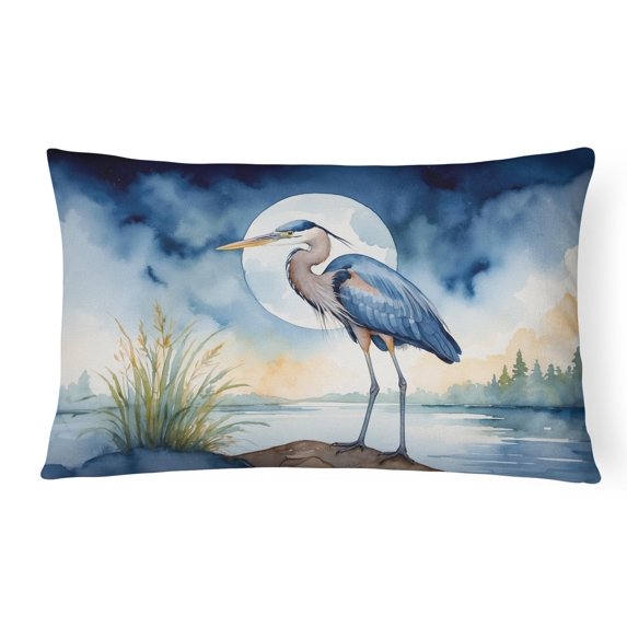 Carolines Treasures DAC7494PW1216 16 x 12 in. Blue Heron Under the Moonlight Throw Pillow