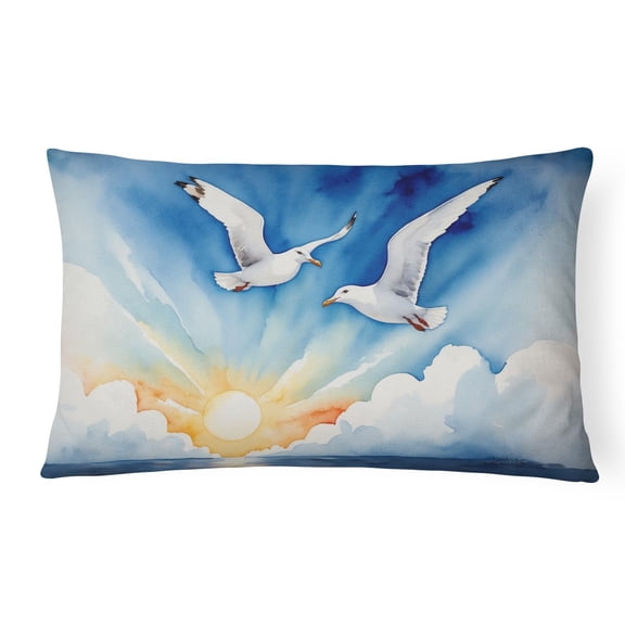 Caroline's Treasures Birds, Birds, Birds Throw Pillow Throw Pillow for Indoor Couch Bed Outdoor Patio Washable, Gulls Soaring High 7520,12Hx16W