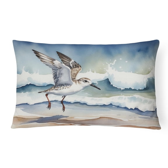 Caroline's Treasures Birds, Birds, Birds Throw Pillow Throw Pillow for Indoor Couch Bed Outdoor Patio Washable, Sanderling 7524,12Hx16W