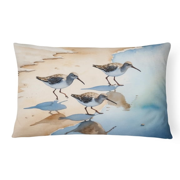 Caroline's Treasures Birds, Birds, Birds Throw Pillow Throw Pillow for Indoor Couch Bed Outdoor Patio Washable, Sandpipers 7527,12Hx16W