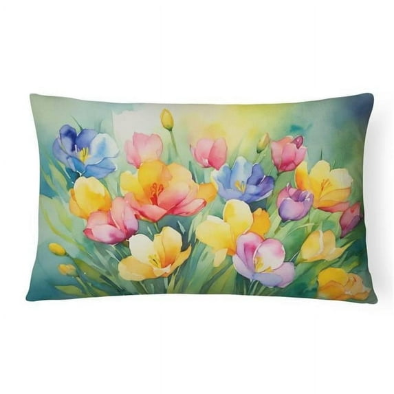 Carolines Treasures DAC1565PW1216 16 x 12 in. Unisex Freesias in Watercolor Fabric Decorative Pillow