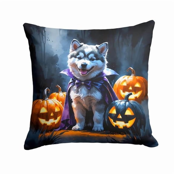 Carolines Treasures DAC8397PW1818 18 x 18 in. Alaskan Malamute Puppy Halloween Throw Pillow