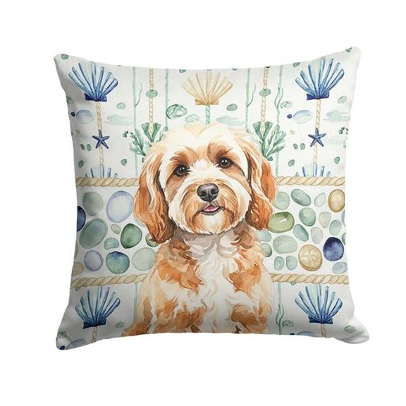 Carolines Treasures WDK6966PW1818 18 x 18 in. Cavapoo Coastal Sea Glass Throw Pillow