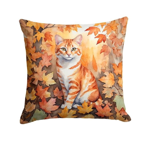 Carolines Treasures DAC7123PW1818 18 x 18 in. Cheetoh Cat in Fall Leaves Throw Pillow
