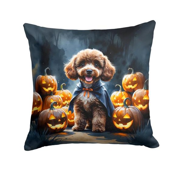 Carolines Treasures DAC8442PW1818 18 x 18 in. Chocolate Poodle Puppy Halloween Throw Pillow