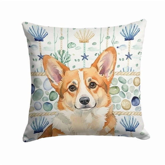Carolines Treasures 18 x 18 in. Corgi Coastal Sea Glass Throw Pillow