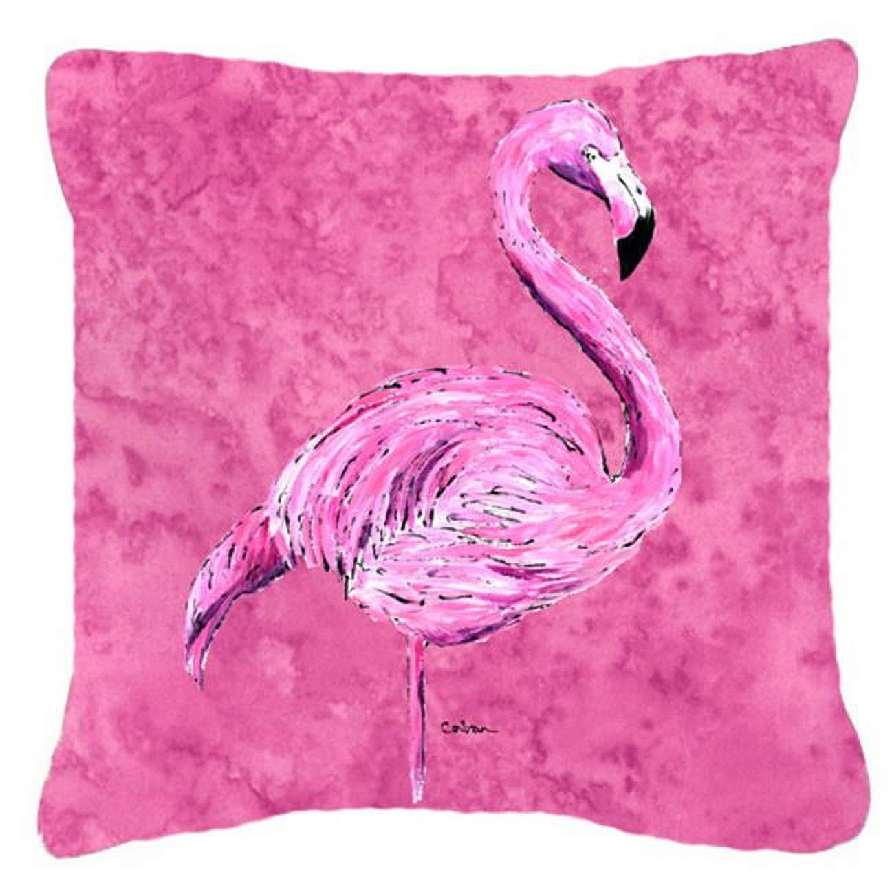 Pink Flamingo Canvas Fabric Decorative Pillow 14" x 14"