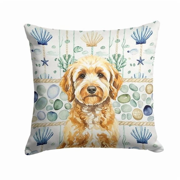 Carolines Treasures  18 x 18 in. Goldendoodle Coastal Sea Glass Throw Pillow