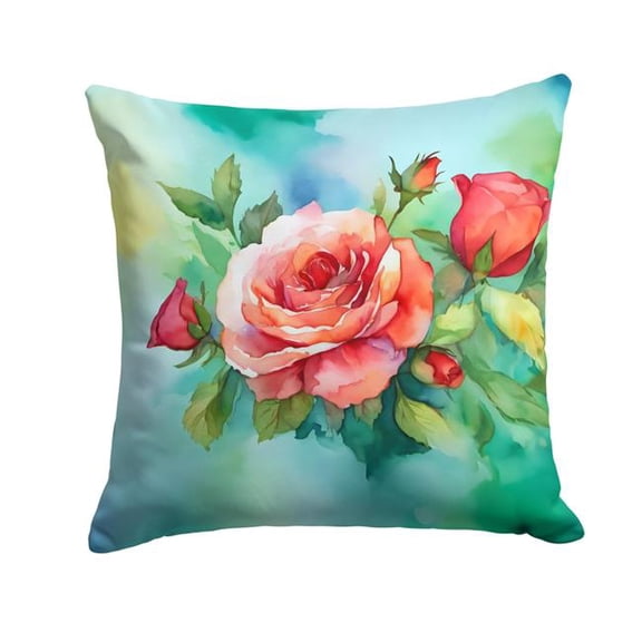 Carolines Treasures DAC1700PW1818 18 x 18 in. Oklahoma Roses in Watercolor Throw Pillow