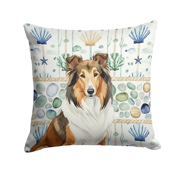 Carolines Treasures  18 x 18 in. Sable Collie Coastal Sea Glass Throw Pillow