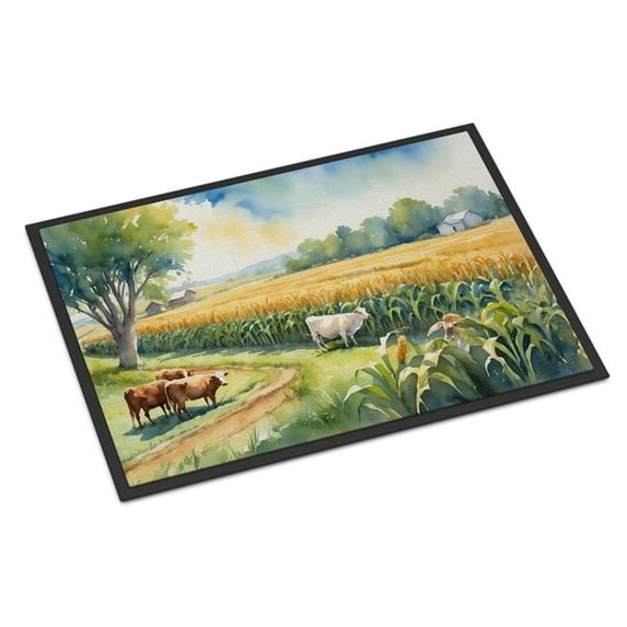 Carolines Treasures DAC7689MAT 18 x 27 in. Cows by the Cornfield Doormat