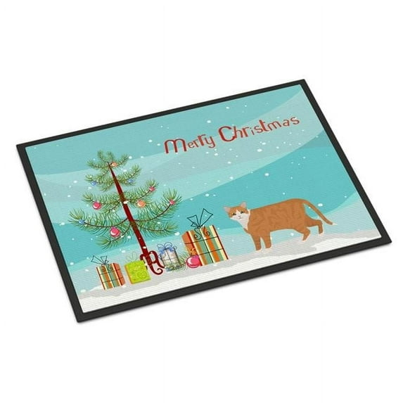 Carolines Treasures CK4617MAT 18 x 27 in. European Shorthair No.1 Cat Merry Christmas Indoor or Outdoor Mat