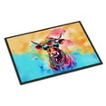 thumbnail image 1 of Caroline's Treasures DAC3962MAT Hippie Animal Cow Doormat Front Door Mat Indoor Outdoor Rugs for Entryway, Non Slip Washable Low Pile, 18H X 27W, 1 of 5