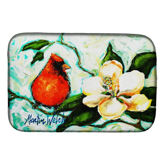 Carolines Treasures MW2034DDM 21 x 14 in. Cardinal Aqua Dish Drying Mat