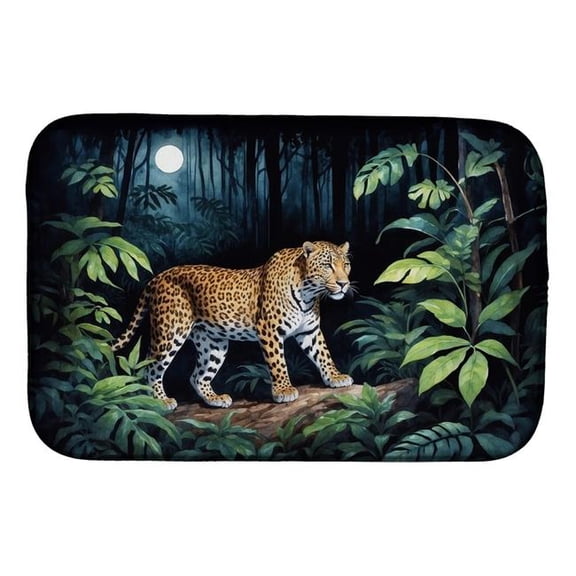 Carolines Treasures DAC7701DDM 21 x 14 in. Leopard Nighttime in the Jungle Dish Drying Mat