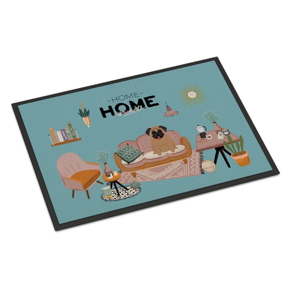 Brown Pug Sweet Home Door Mat