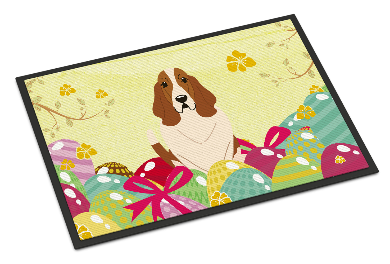 Easter Eggs Basset Hound Door Mat