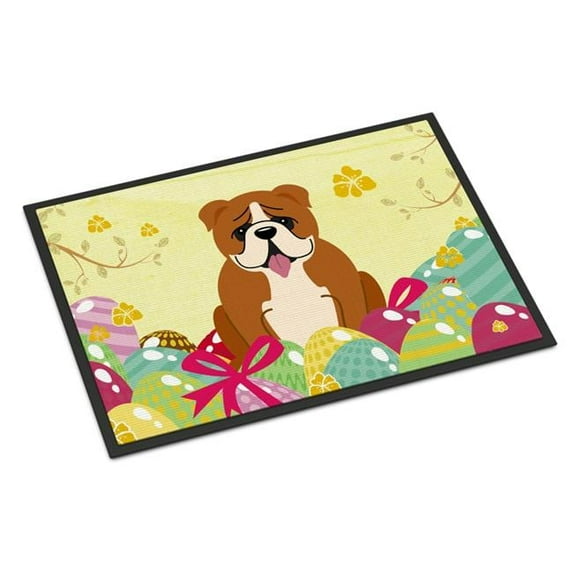 Carolines Treasures BB6120JMAT 24 x 36 in. Easter Eggs English Bulldog Red White Indoor or Outdoor Mat