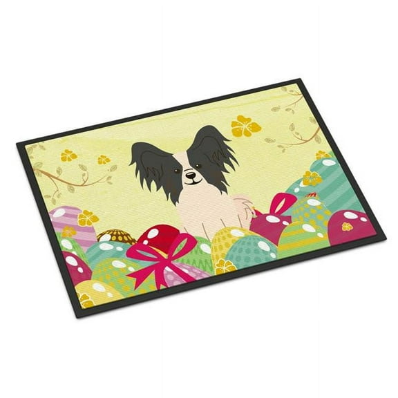Carolines Treasures 24 x 36 in. Easter Eggs Papillon Black White Indoor or Outdoor Mat