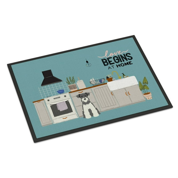 Salt and Pepper Miniature Schnauzer Kitchen Scene Indoor or Outdoor Mat 24x36 CK7758JMAT