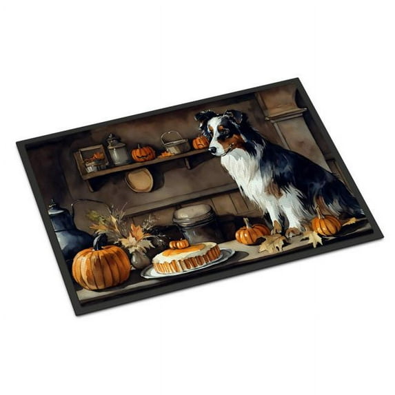 Carolines Treasures DAC1728JMAT 24 x 36 in. Unisex Australian Shepherd Fall Kitchen Pumpkins Indoor or Outdoor Mat