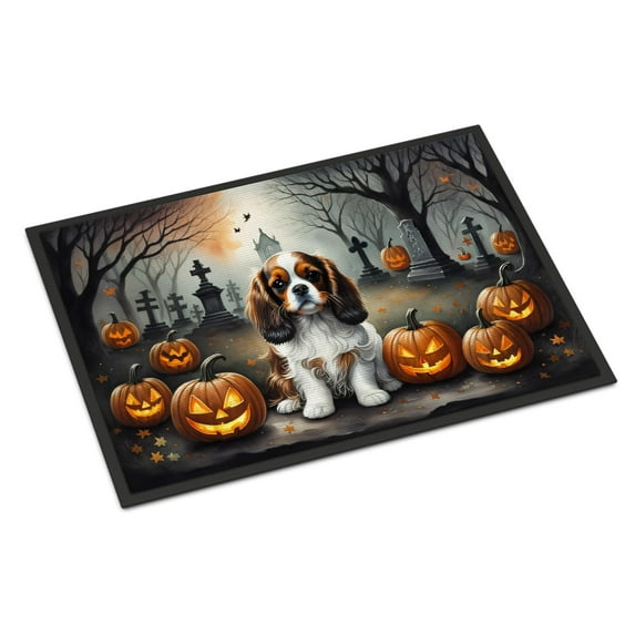 Carolines Treasures DAC2029JMAT 24 x 36 in. Unisex Cavalier Spaniel Spooky Halloween Indoor or Outdoor Mat