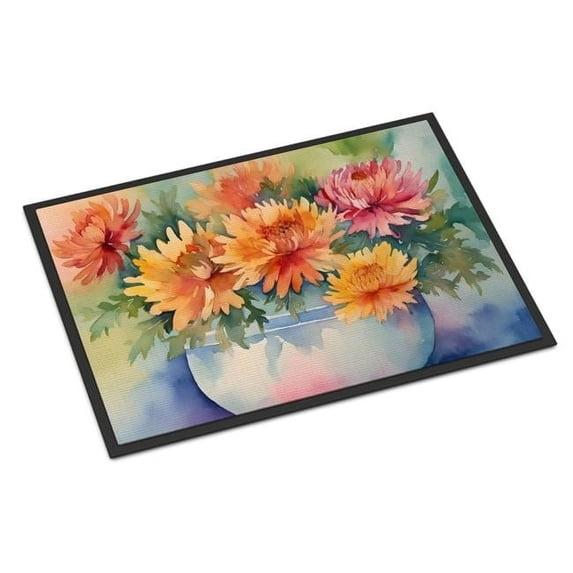 Carolines Treasures DAC1553JMAT 24 x 36 in. Unisex Chrysanthemums in Watercolor Indoor or Outdoor Mat