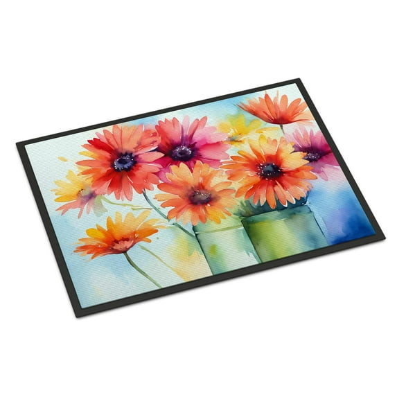 Carolines Treasures DAC1571JMAT 24 x 36 in. Unisex Gerbera Daisies in Watercolor Indoor or Outdoor Mat