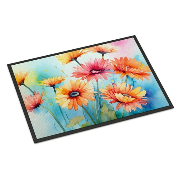 Carolines Treasures DAC1570JMAT 24 x 36 in. Unisex Gerbera Daisies in Watercolor Indoor or Outdoor Mat