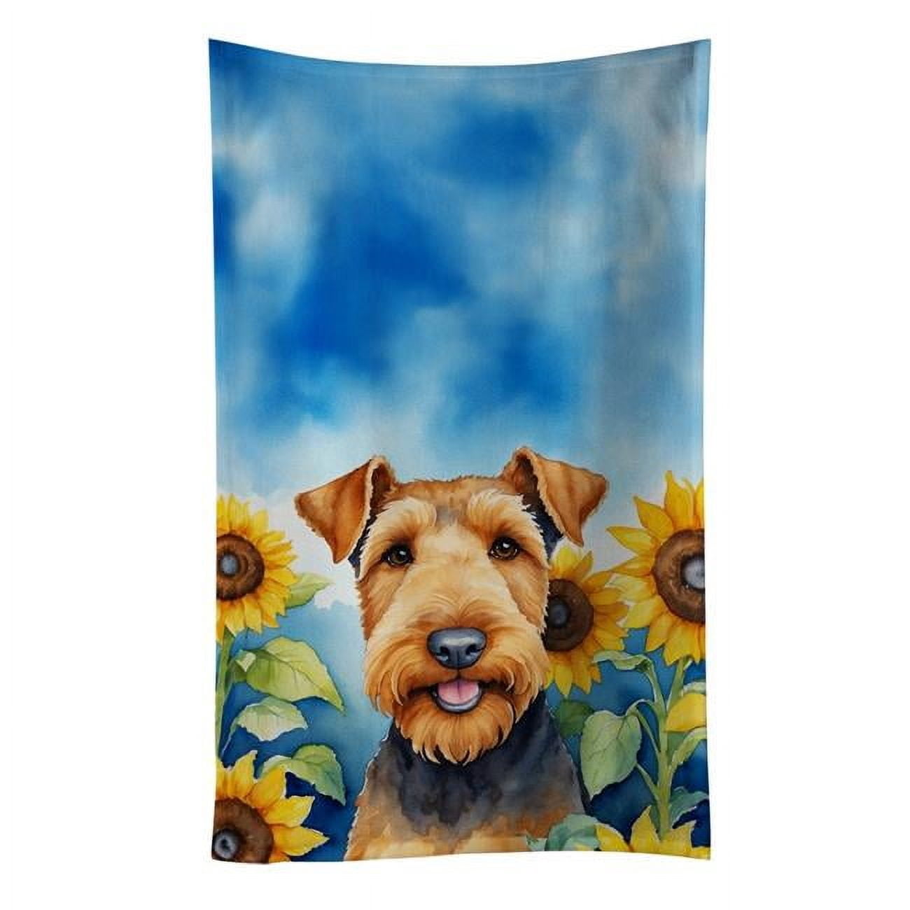 Carolines Treasures DAC6002KTWL 25 x 15 in. Airedale Terrier in Sunflowers Kitchen Towel