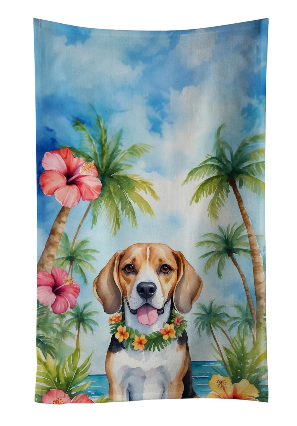 Carolines Treasures DAC6362KTWL 25 x 15 in. Beagle Luau Kitchen Towel