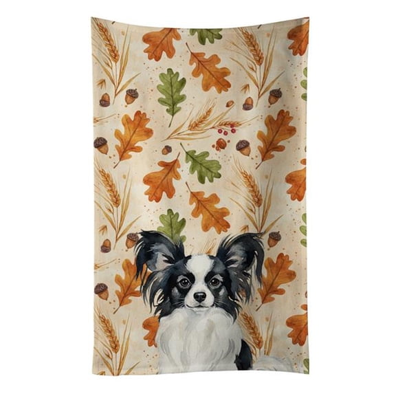 Carolines Treasures 25 x 15 in. Black & White Papillon Heirloom Fall Kitchen Towel