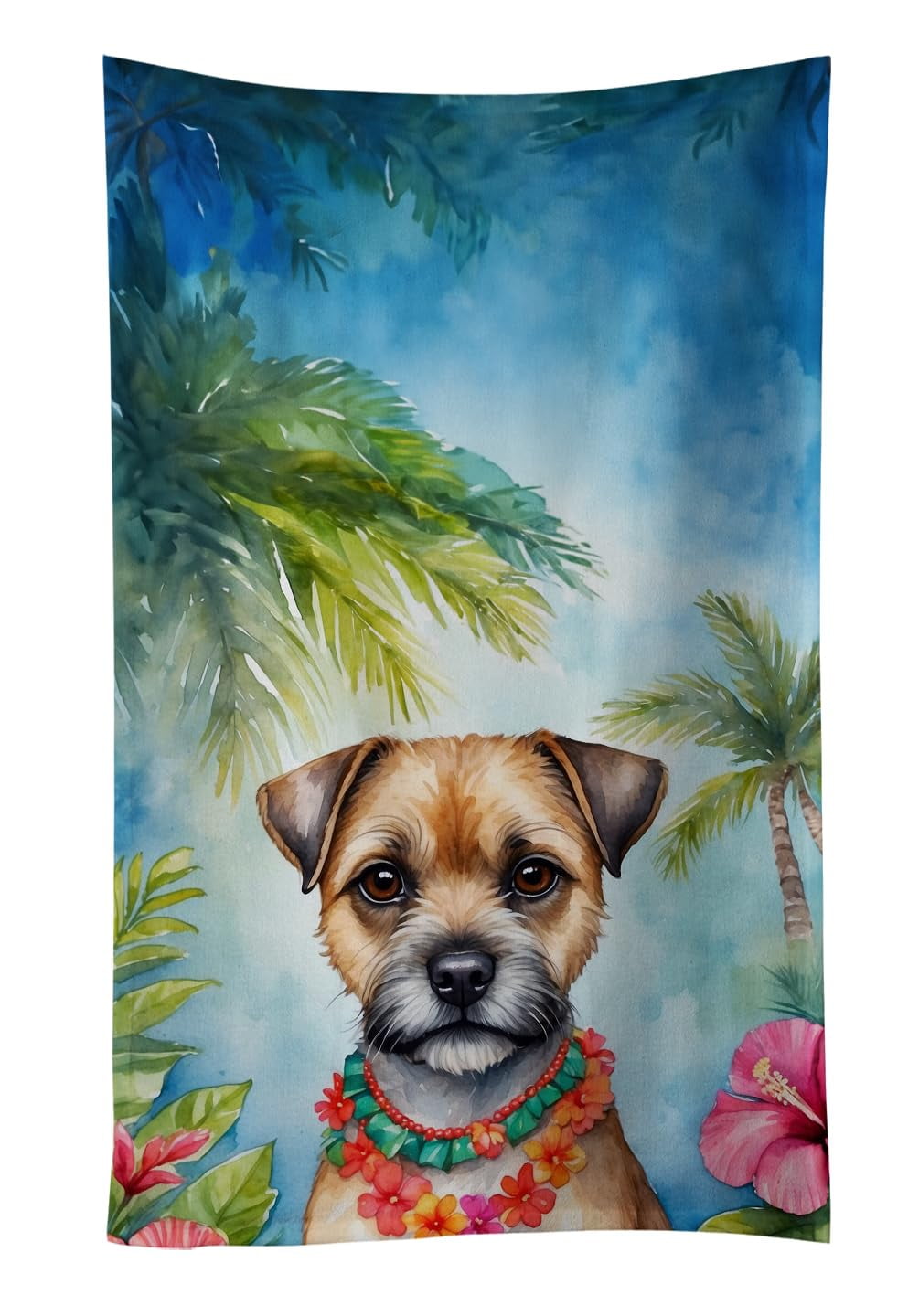 Carolines Treasures DAC6378KTWL 25 x 15 in. Border Terrier Luau Kitchen Towel