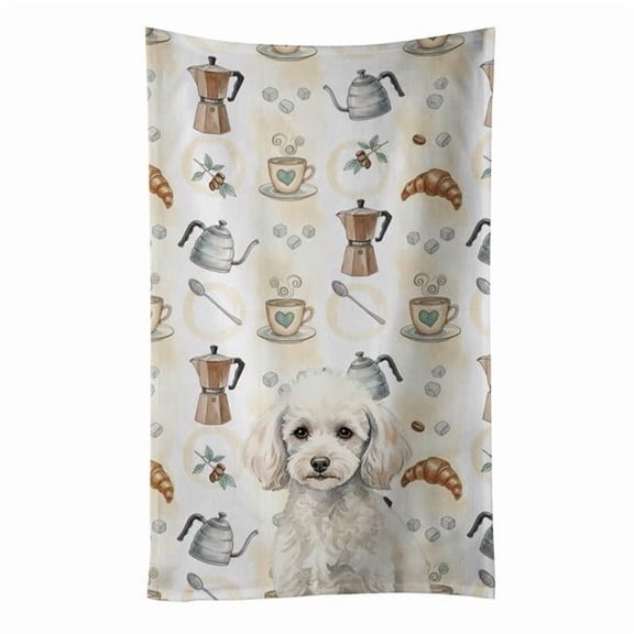Carolines Treasures 25 x 15 in. Miniature White Poodle Coffee Bar Kitchen Towel