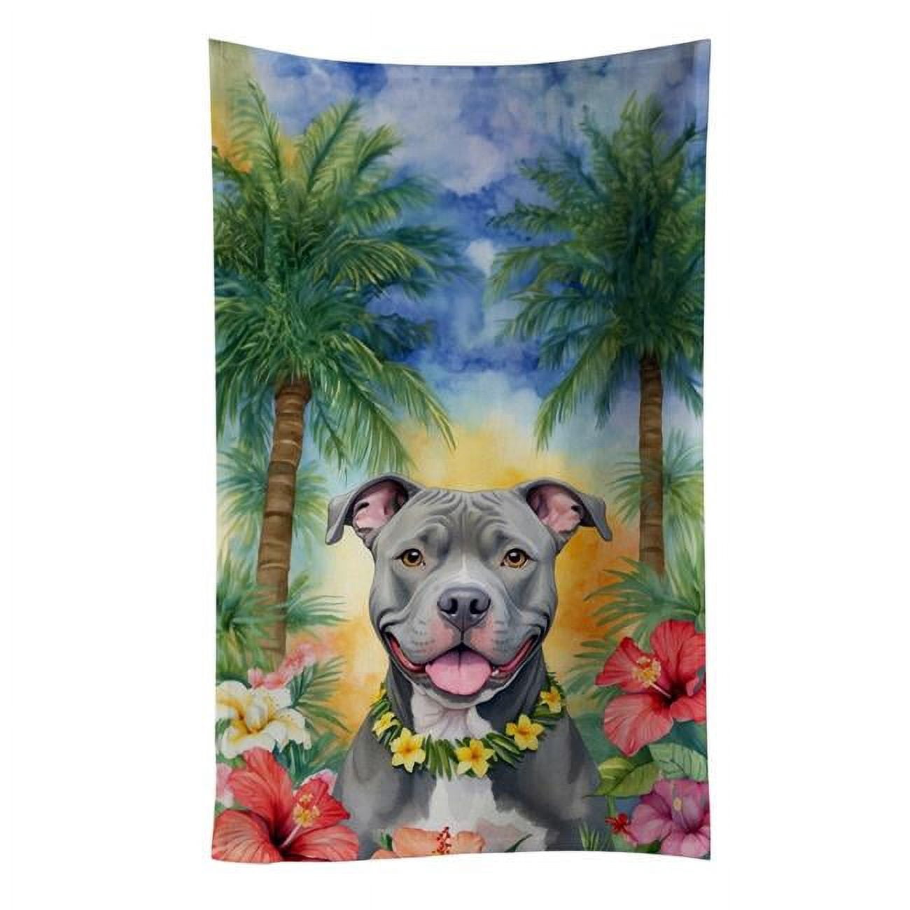 Carolines Treasures  25 x 15 in. Pit Bull Terrier Luau Kitchen Towel