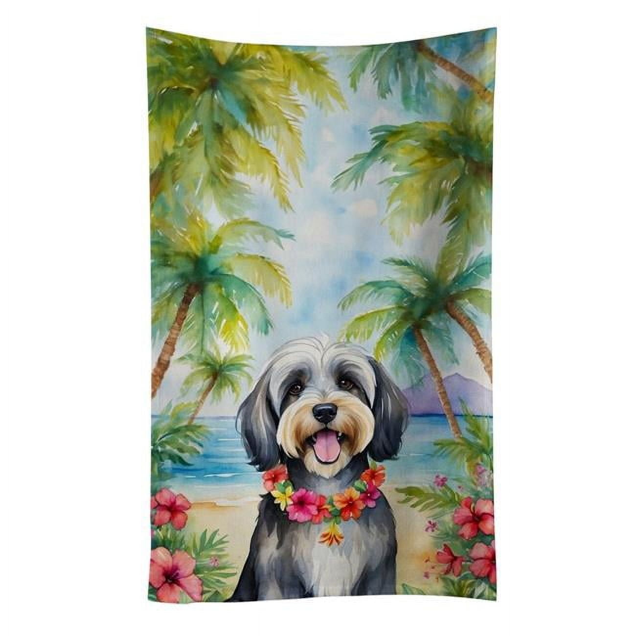 Carolines Treasures DAC6529KTWL 25 x 15 in. Tibetan Terrier Luau Kitchen Towel
