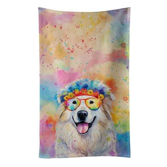 Carolines Treasures DAC2517KTWL 25 x 15 in. Great Pyrenees Hippie Dawg 100 Percent Cotton Kitchen Towel