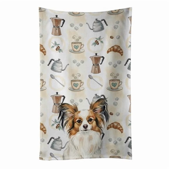 Carolines Treasures 25 x 15 in. White with Sable Papillon Coffee Bar Kitchen Towel