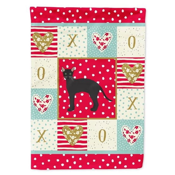 Carolines Treasures 28 x 0.01 x 40 in. Black German Rex Cat Love Canvas House Flag