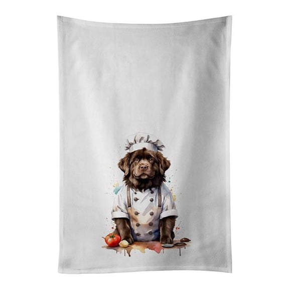 Carolines Treasures DAC7351WTKT 28 x 19 in. foundland Chef Kitchen Towel - Set of 2