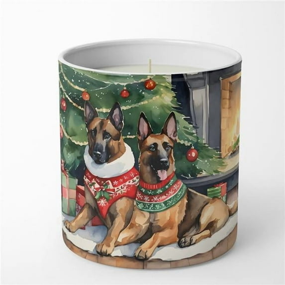 Carolines Treasures DAC2606CDL 3.25 x 3.75 x 3.25 in. Ceramic Belgian Malinois Cozy Christmas Decorative Soy Candle