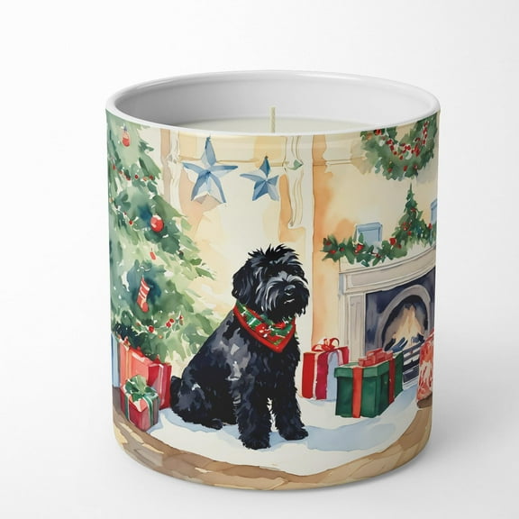 Carolines Treasures DAC2613CDL 3.25 x 3.75 x 3.25 in. Ceramic Black Russian Terrier Cozy Christmas Decorative Soy Candle