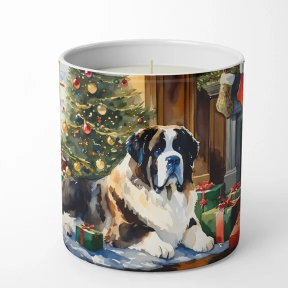 Saint Bernard Cozy Christmas Decorative Soy Candle 3.25 in x 3.75 in